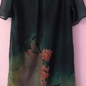 Gorgeous Chiffon Hand Screened Dress NWOT